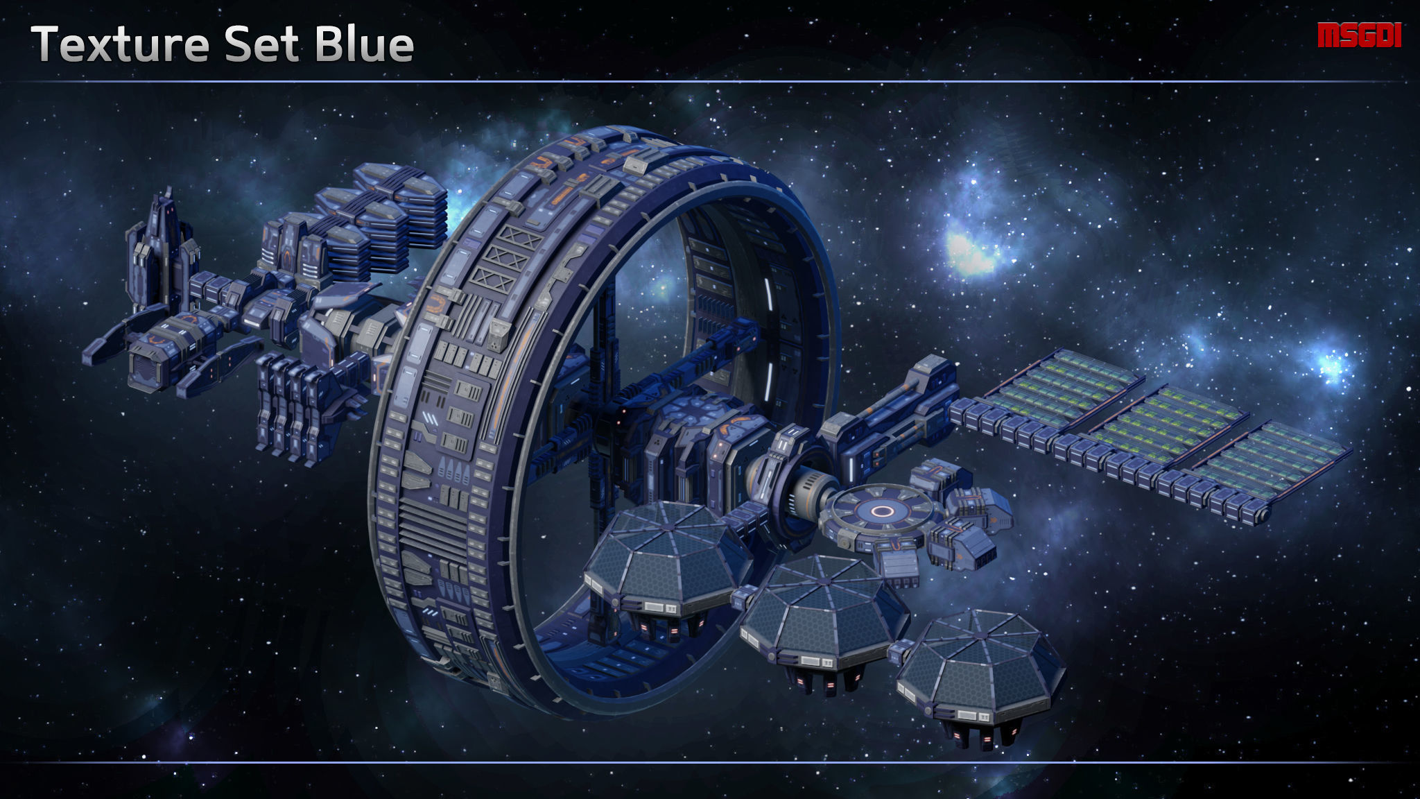 Modular Space Station Complex Low-poly 3D model_12