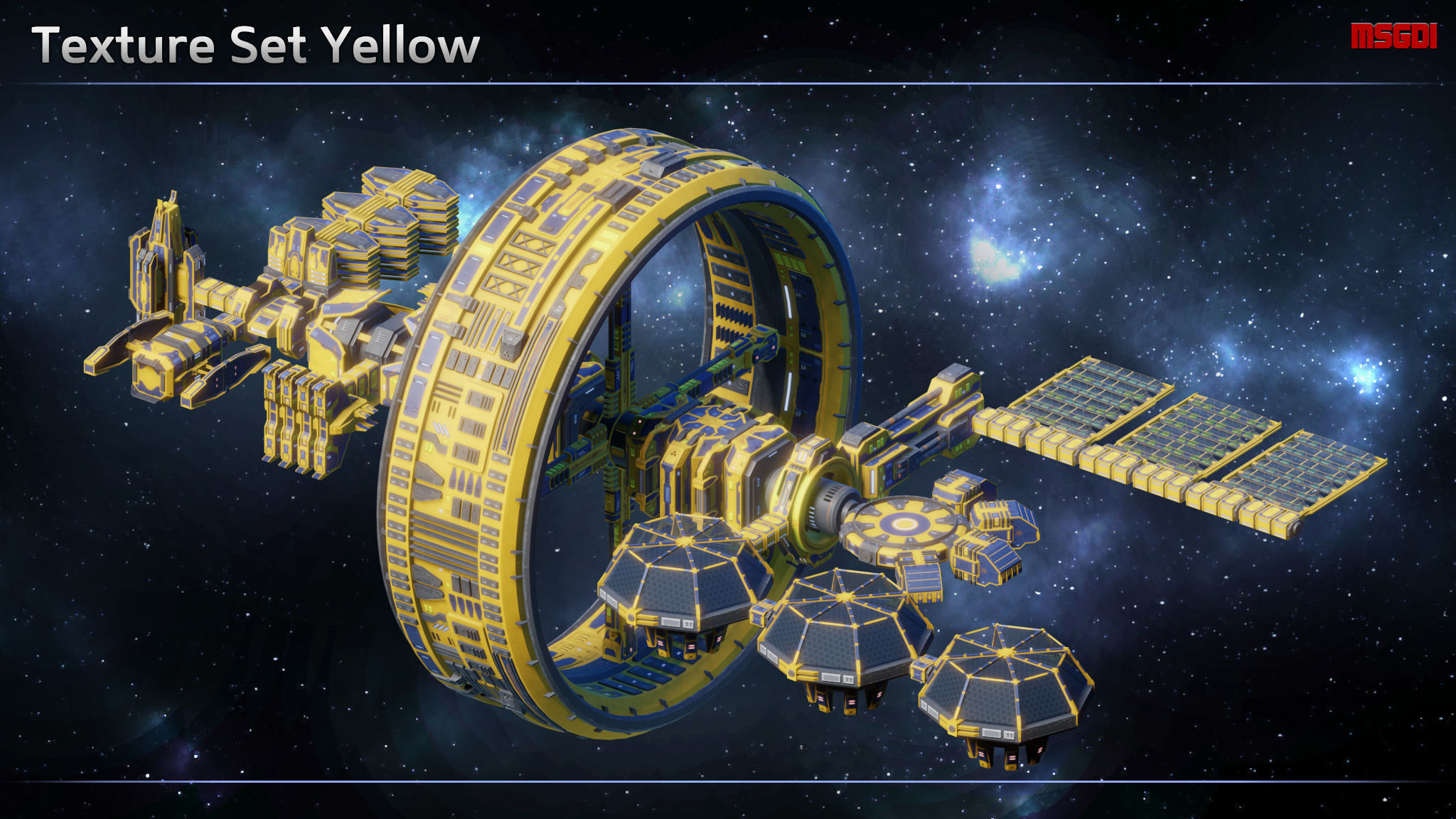 Modular Space Station Complex Low-poly 3D model_16