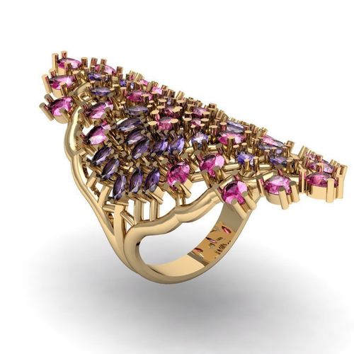 chic ring with gems   3D print model
