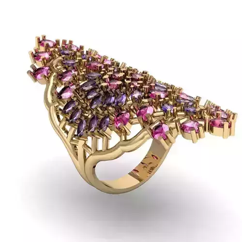 chic ring with gems   3D print model