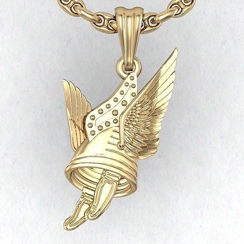 pendant gallic helmet with wings 3D print model