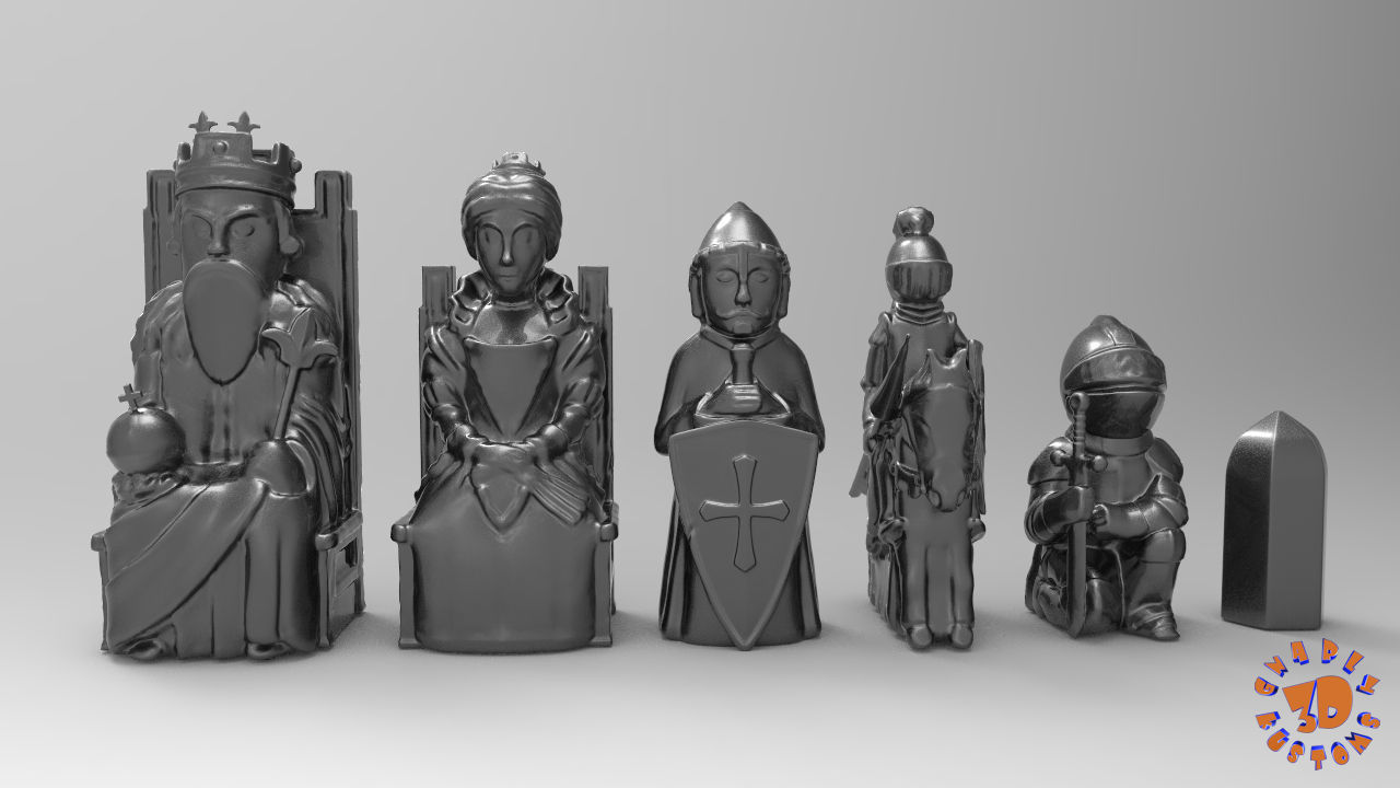 Medieval Theme Chess Set 3D print model_2
