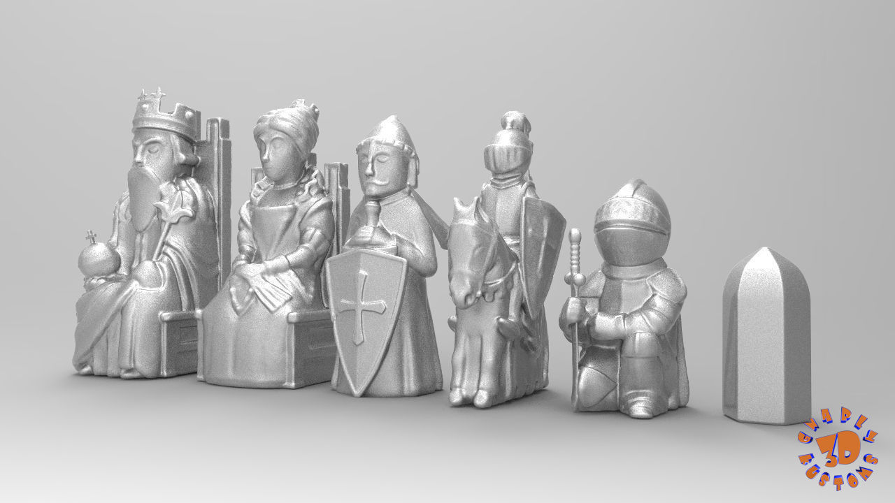 Medieval Theme Chess Set 3D print model_5