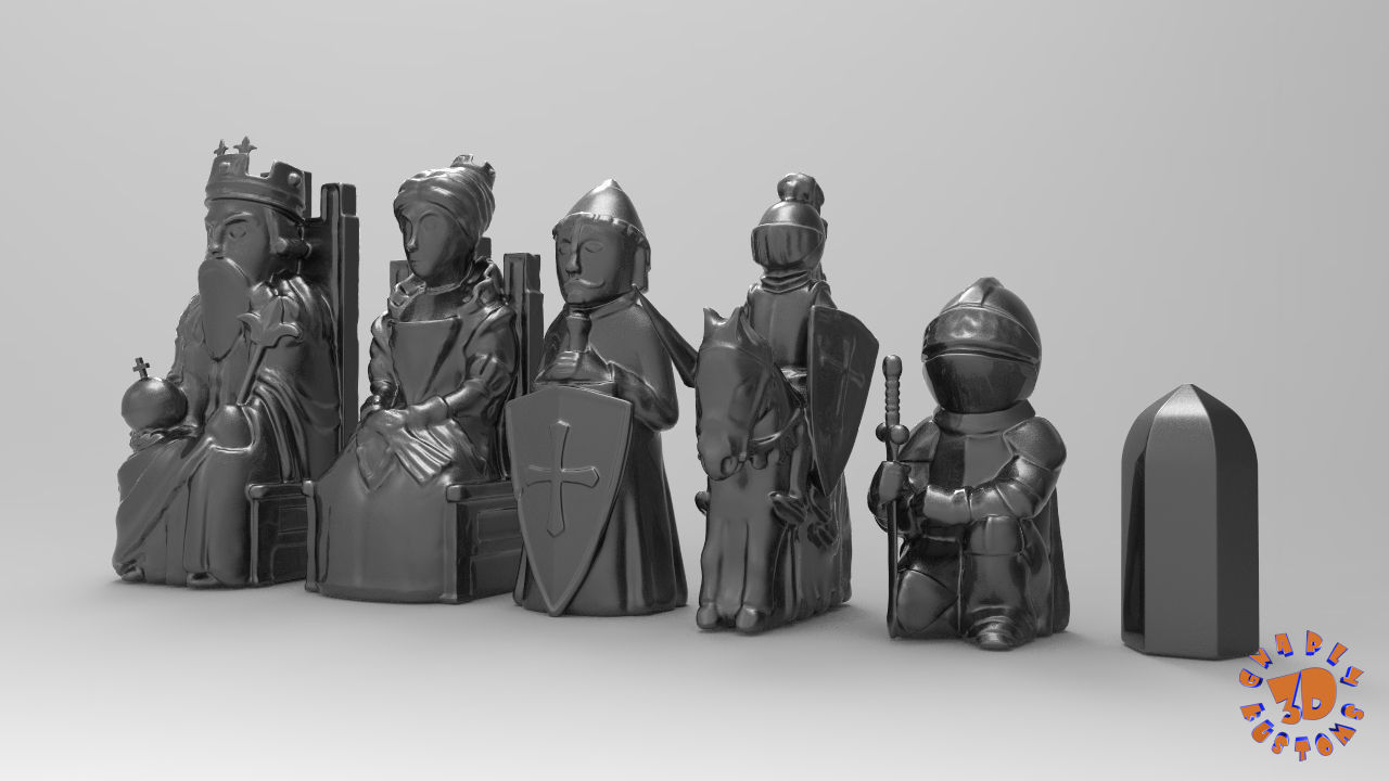Medieval Theme Chess Set 3D print model_6