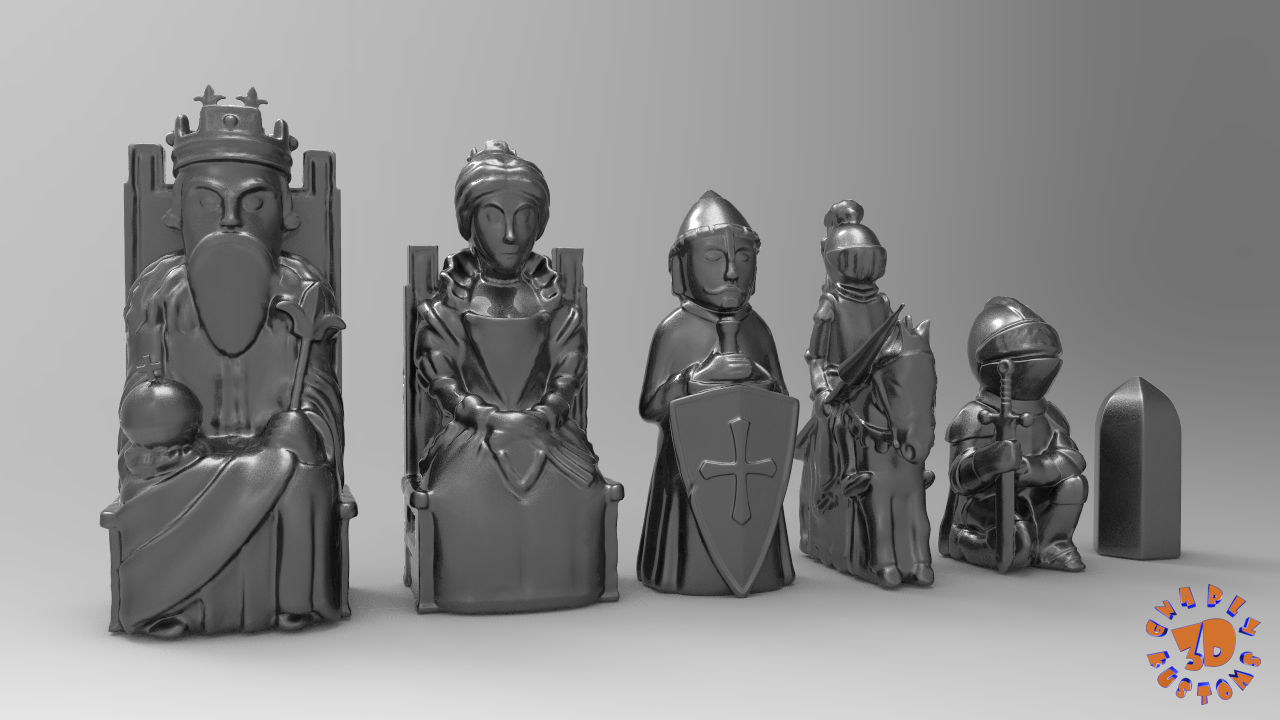 Medieval Theme Chess Set 3D print model_4