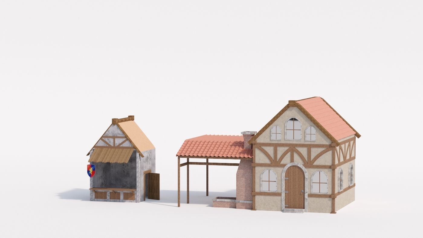 Medieval house 3D model_11