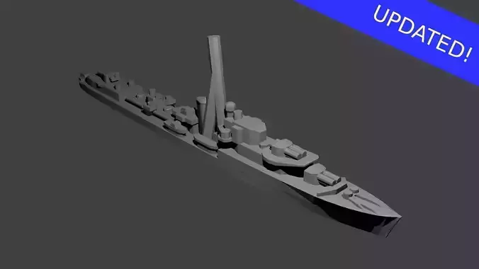 British J Class Destroyer Warship 3D print model