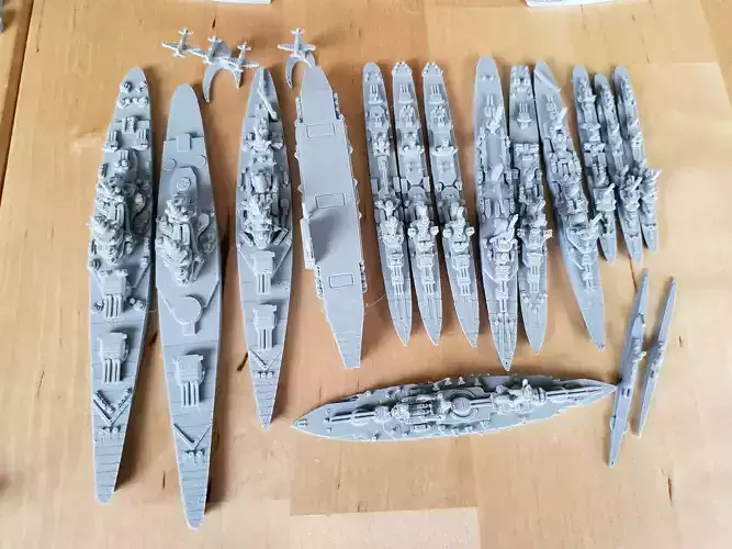 French Miniature WWII Warship Collection 3D print model