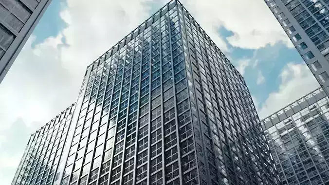 Realistic Building modern skyscraper in city 3D model