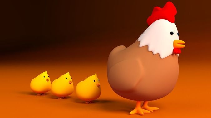 Cartoon Chickens 3D model