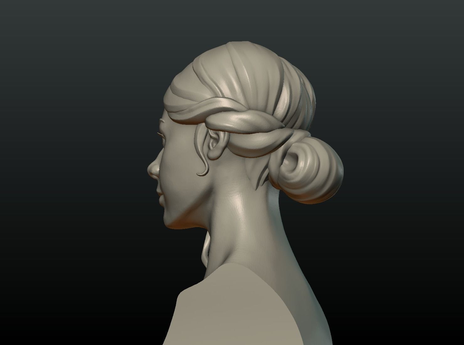 Woman Hair Style 3D print model_8