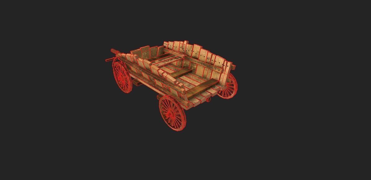 Low Poly Medieval Cart Low-poly 3D model_9