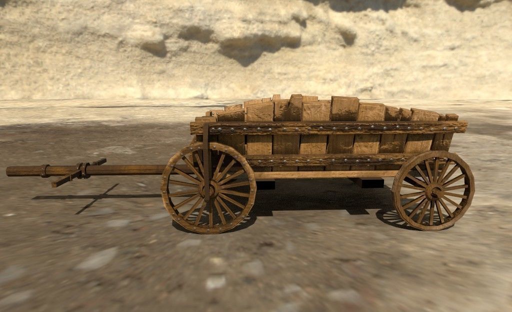 Low Poly Medieval Cart Low-poly 3D model_5