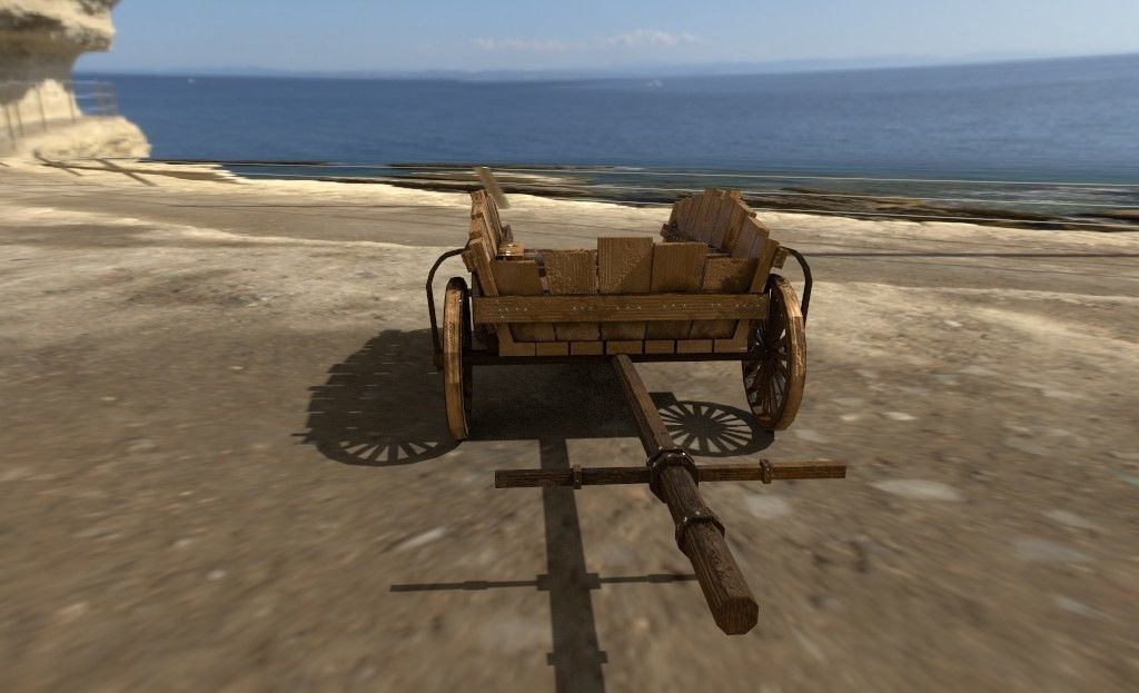 Low Poly Medieval Cart Low-poly 3D model_3