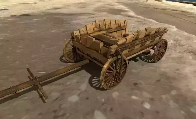 Low Poly Medieval Cart Low-poly 3D model