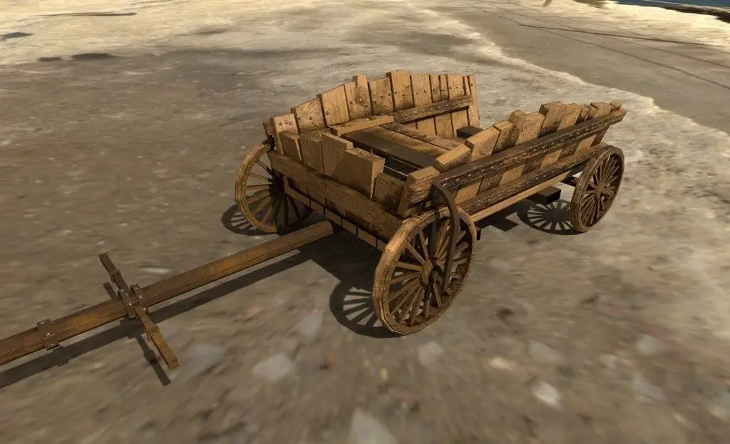 Low Poly Medieval Cart Low-poly 3D model_0