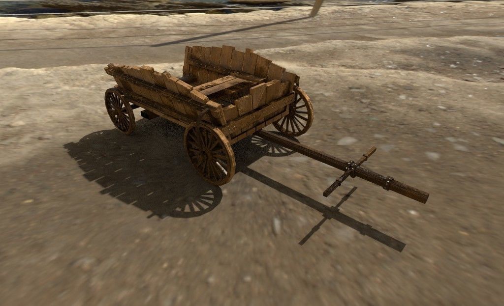 Low Poly Medieval Cart Low-poly 3D model_4