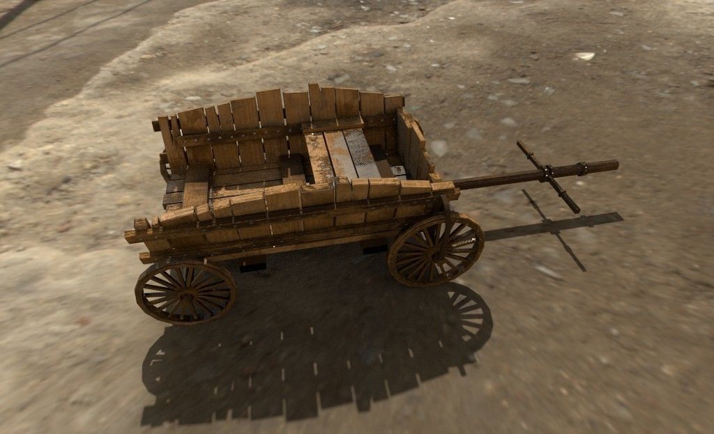 Low Poly Medieval Cart Low-poly 3D model_2
