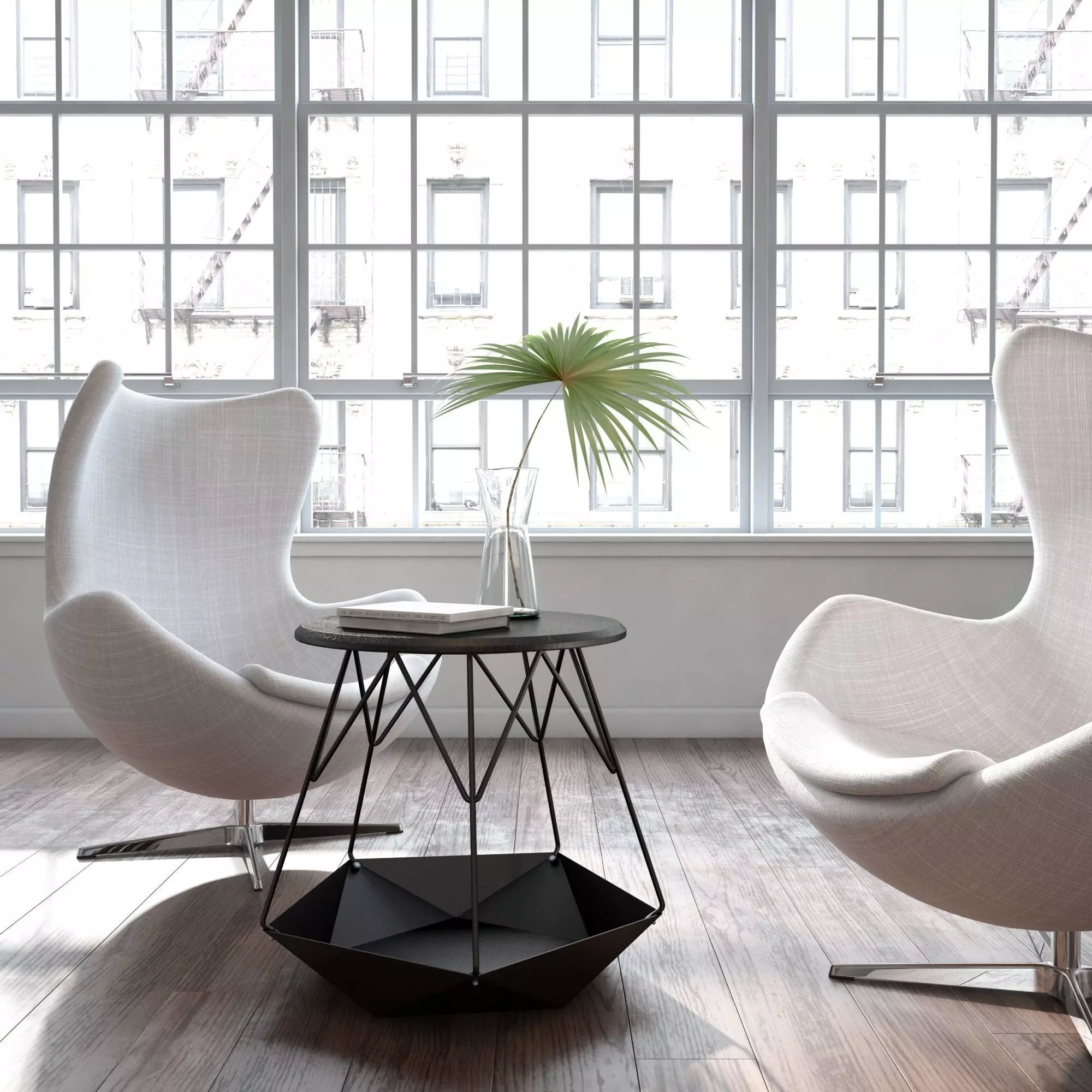 KRATERWOOD egg chair and table 3D model