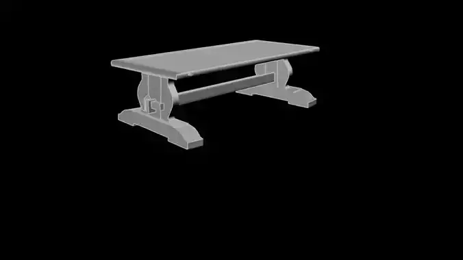 wooden table poly model