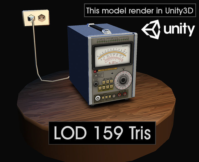 Electronic Instrumentation Voltmeter Low-poly 3D model_4