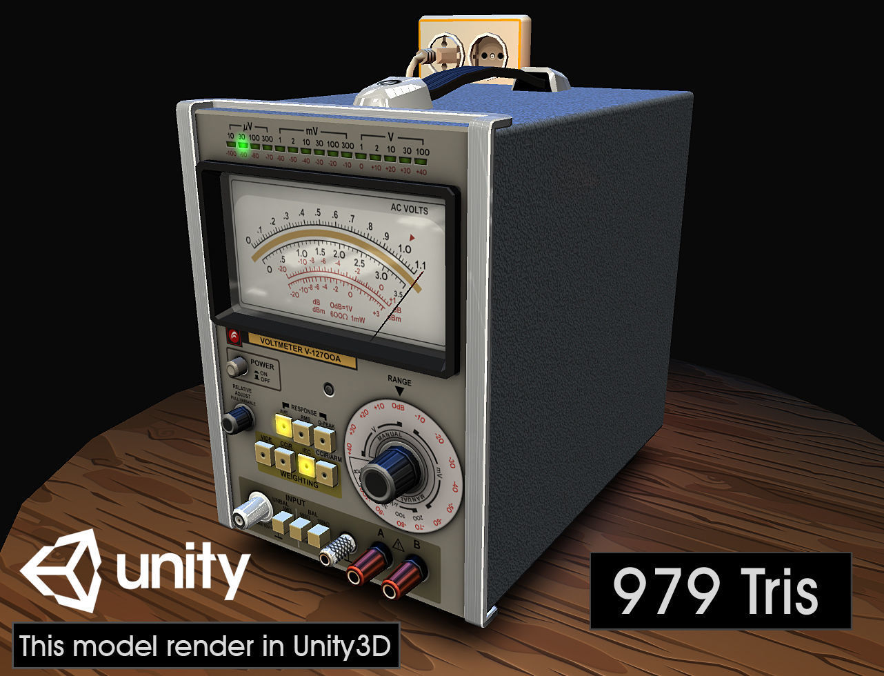 Electronic Instrumentation Voltmeter Low-poly 3D model_2