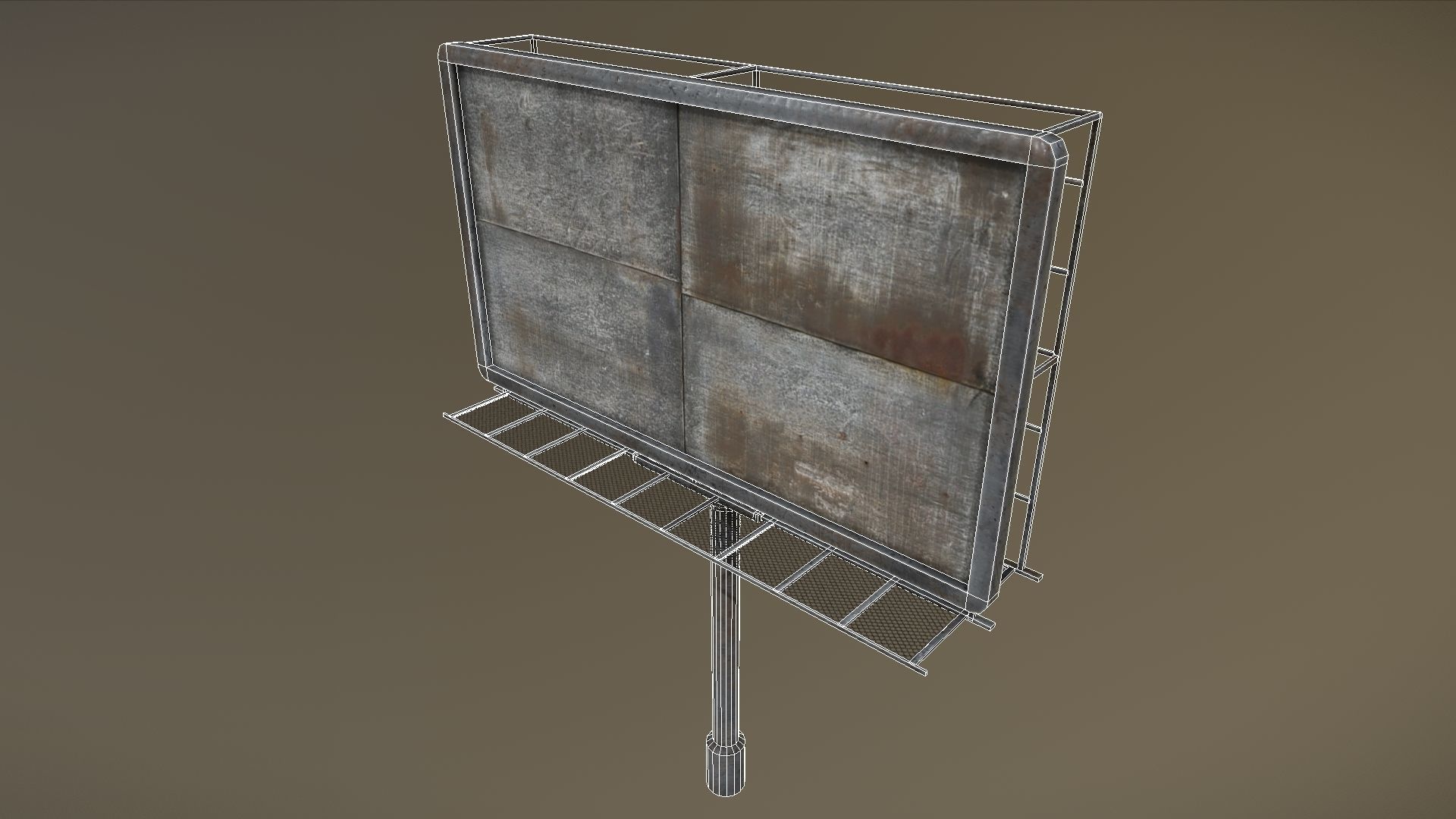 Old Billboard Low-poly 3D model_1