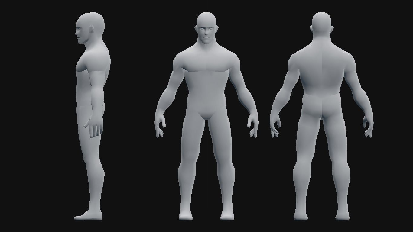 Low-Poly Male Base Mesh Low-poly 3D model_1
