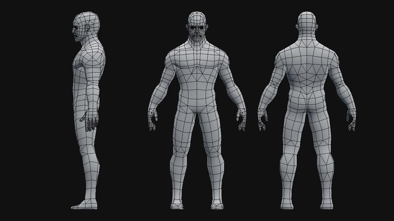 Low-Poly Male Base Mesh Low-poly 3D model_2