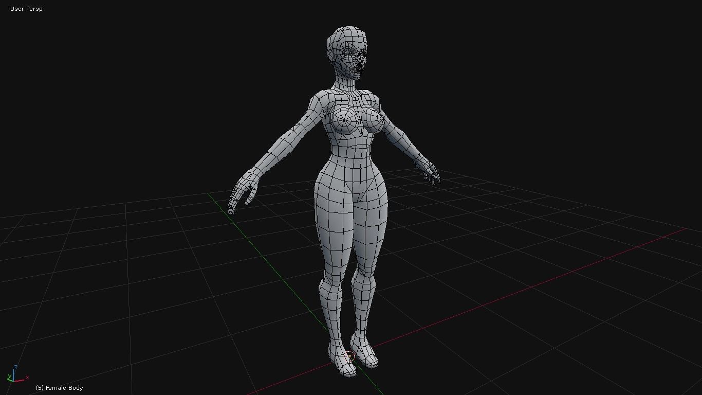 Low-Poly Female Base Mesh Low-poly 3D model_7