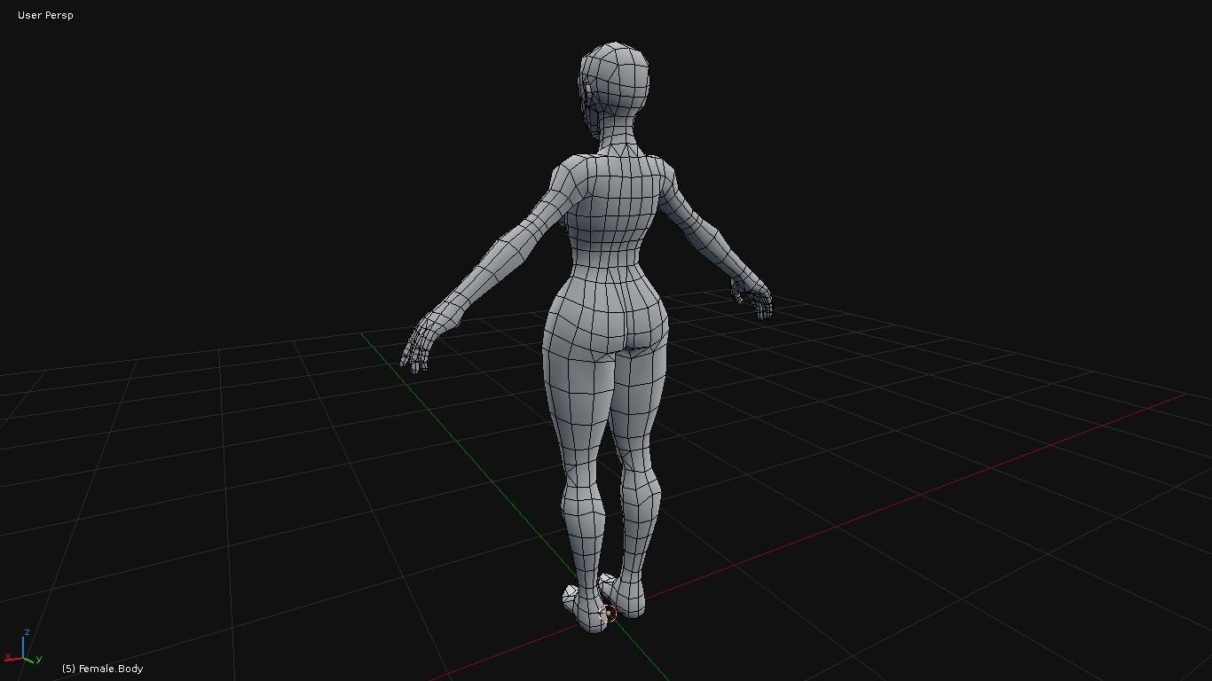 Low-Poly Female Base Mesh Low-poly 3D model_8