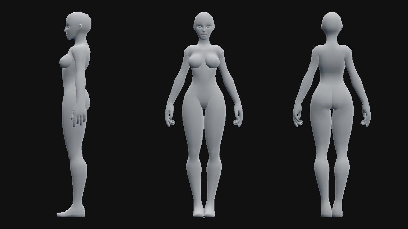 Low-Poly Female Base Mesh Low-poly 3D model_1