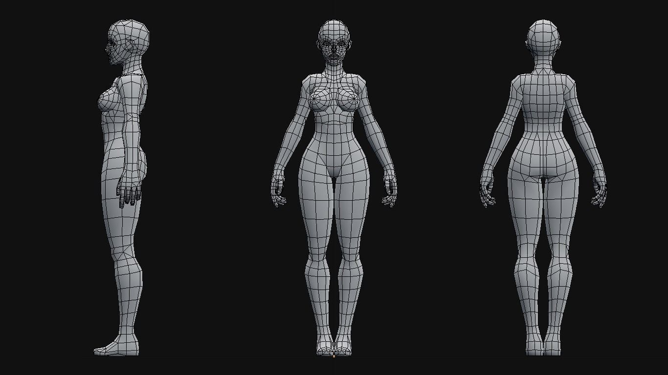Low-Poly Female Base Mesh Low-poly 3D model_2