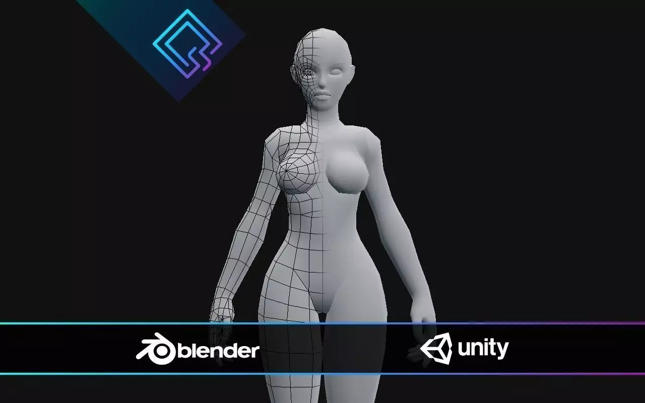 Low-Poly Female Base Mesh Low-poly 3D model_0