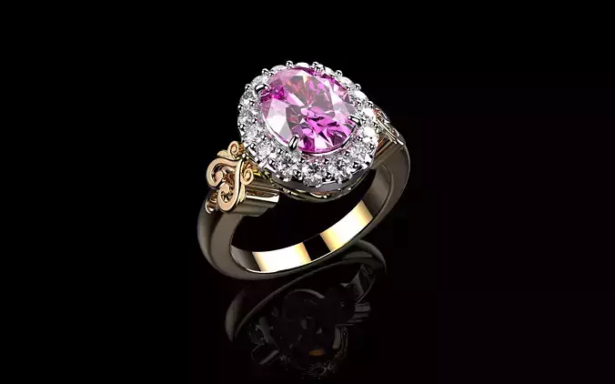 Pink Sapphire And Diamond Engagement Rings N3