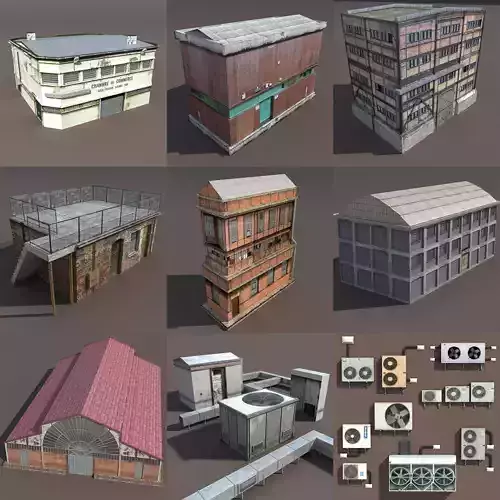 Derelict Factory PACK Low-poly 3D model