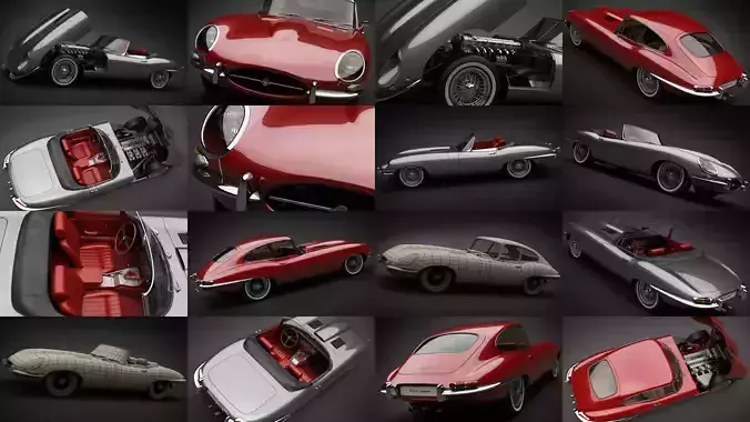 1961-1964 E-Type Jaguars 3D Model Collection