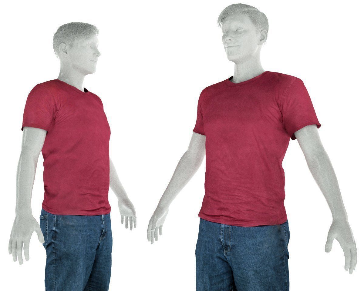 Male Casual Outfit 31 Tshirt Jeans Shoes Low-poly 3D model_1