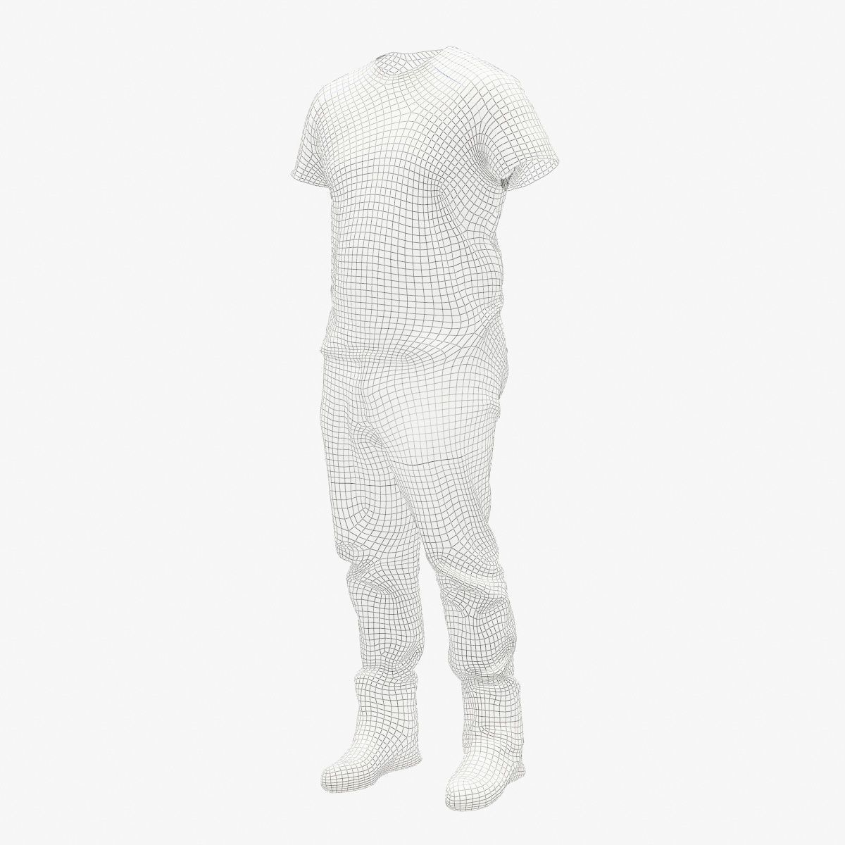 Male Casual Outfit 31 Tshirt Jeans Shoes Low-poly 3D model_9