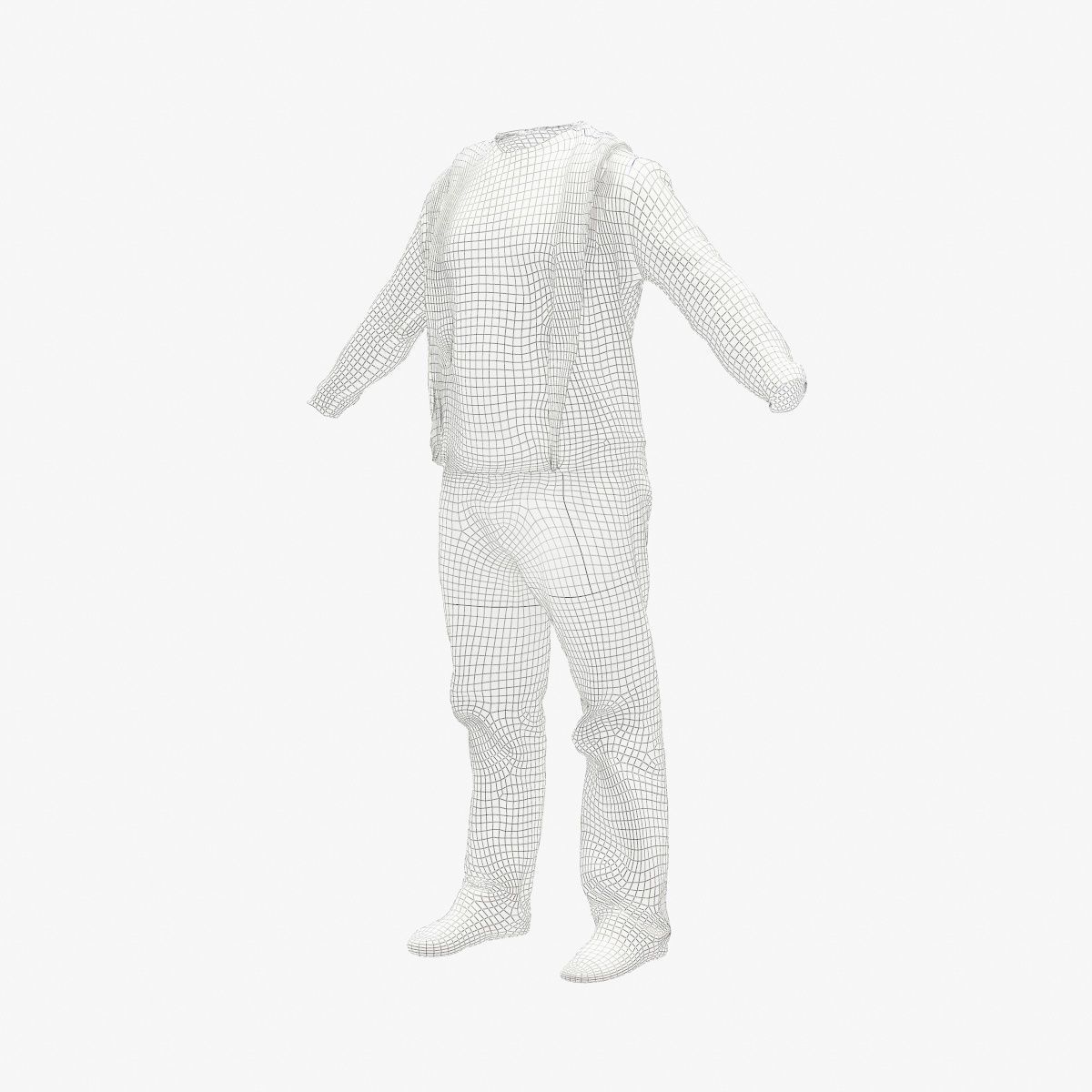 Male Casual Outfit 32 Hoodie Jeans Shoes Low-poly 3D model_9