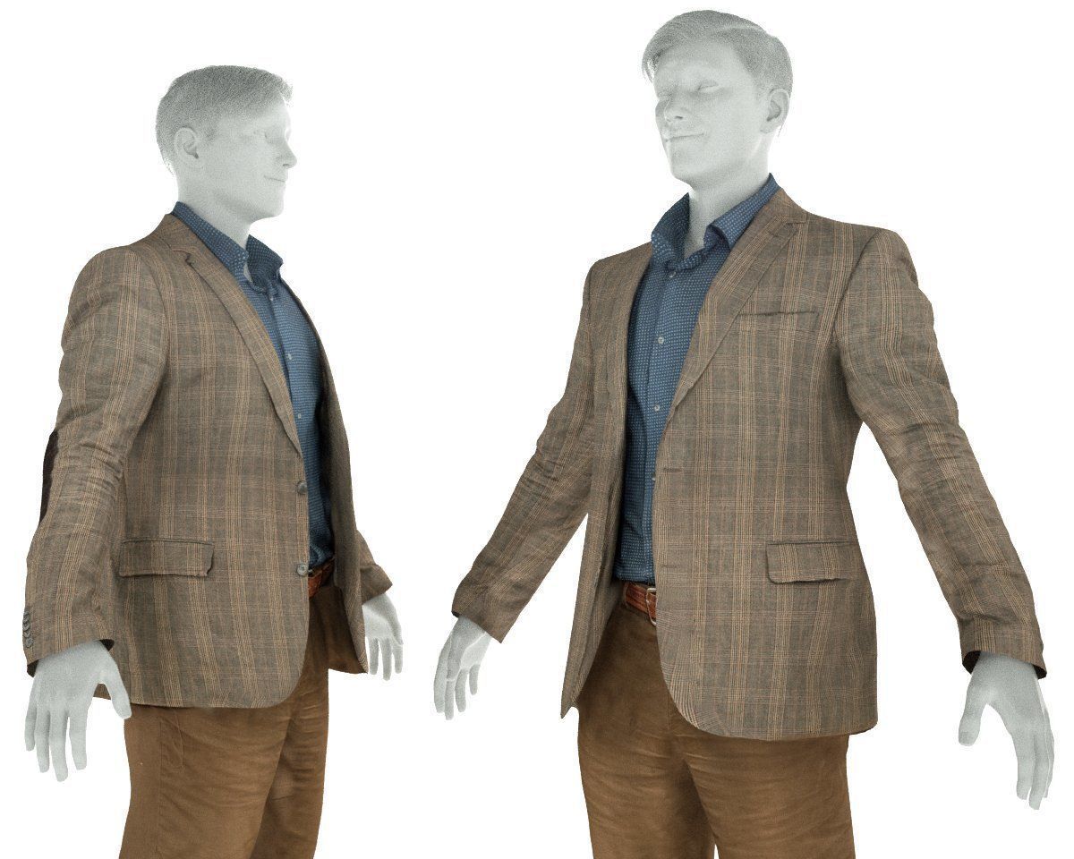 Male Costume Outfit 33 Jacket Shirt Pants Footwear 3D model_1