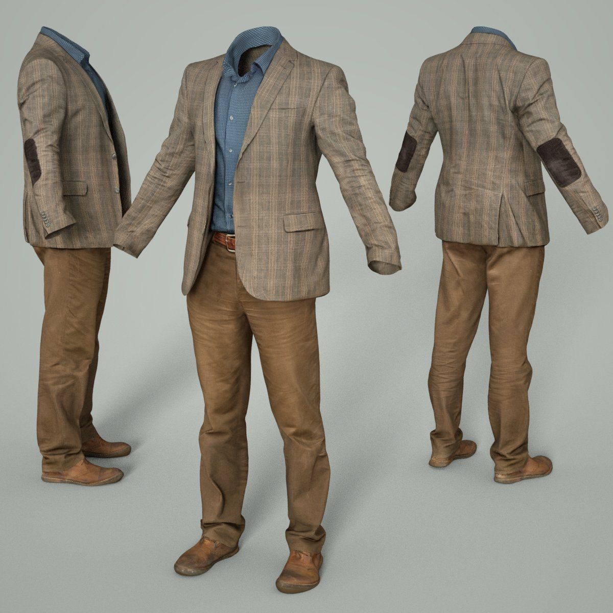 Male Costume Outfit 33 Jacket Shirt Pants Footwear 3D model_4