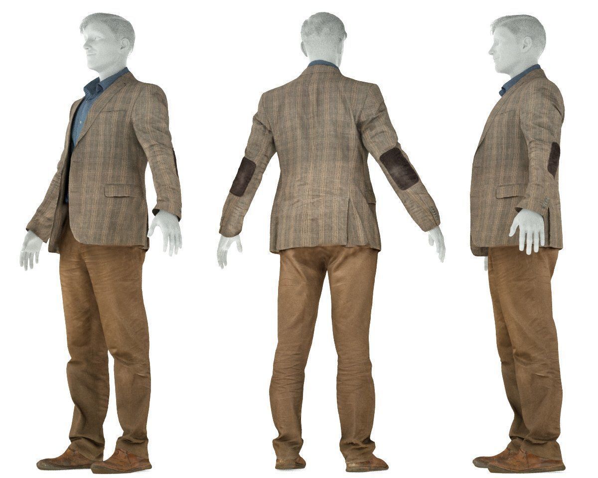 Male Costume Outfit 33 Jacket Shirt Pants Footwear 3D model_5