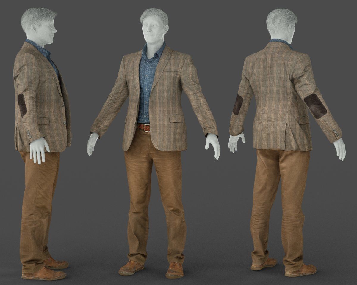 Male Costume Outfit 33 Jacket Shirt Pants Footwear 3D model_3