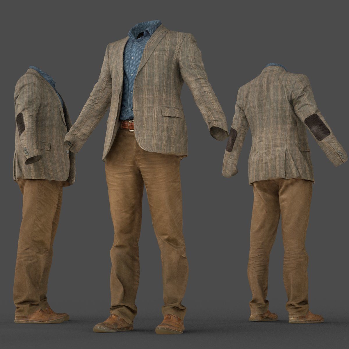 Male Costume Outfit 33 Jacket Shirt Pants Footwear 3D model_2