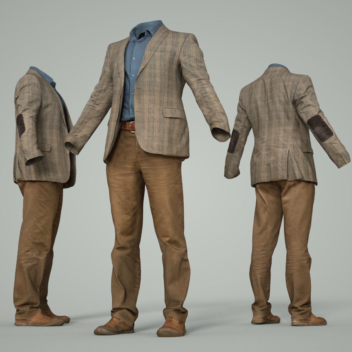 Male Costume Outfit 33 Jacket Shirt Pants Footwear 3D model_7