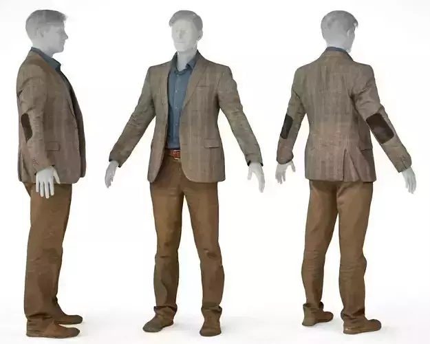 Male Costume Outfit 33 Jacket Shirt Pants Footwear 3D model