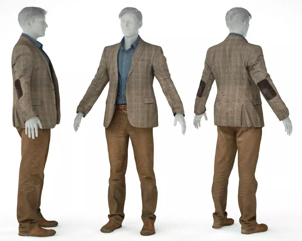 Male Costume Outfit 33 Jacket Shirt Pants Footwear 3D model_0