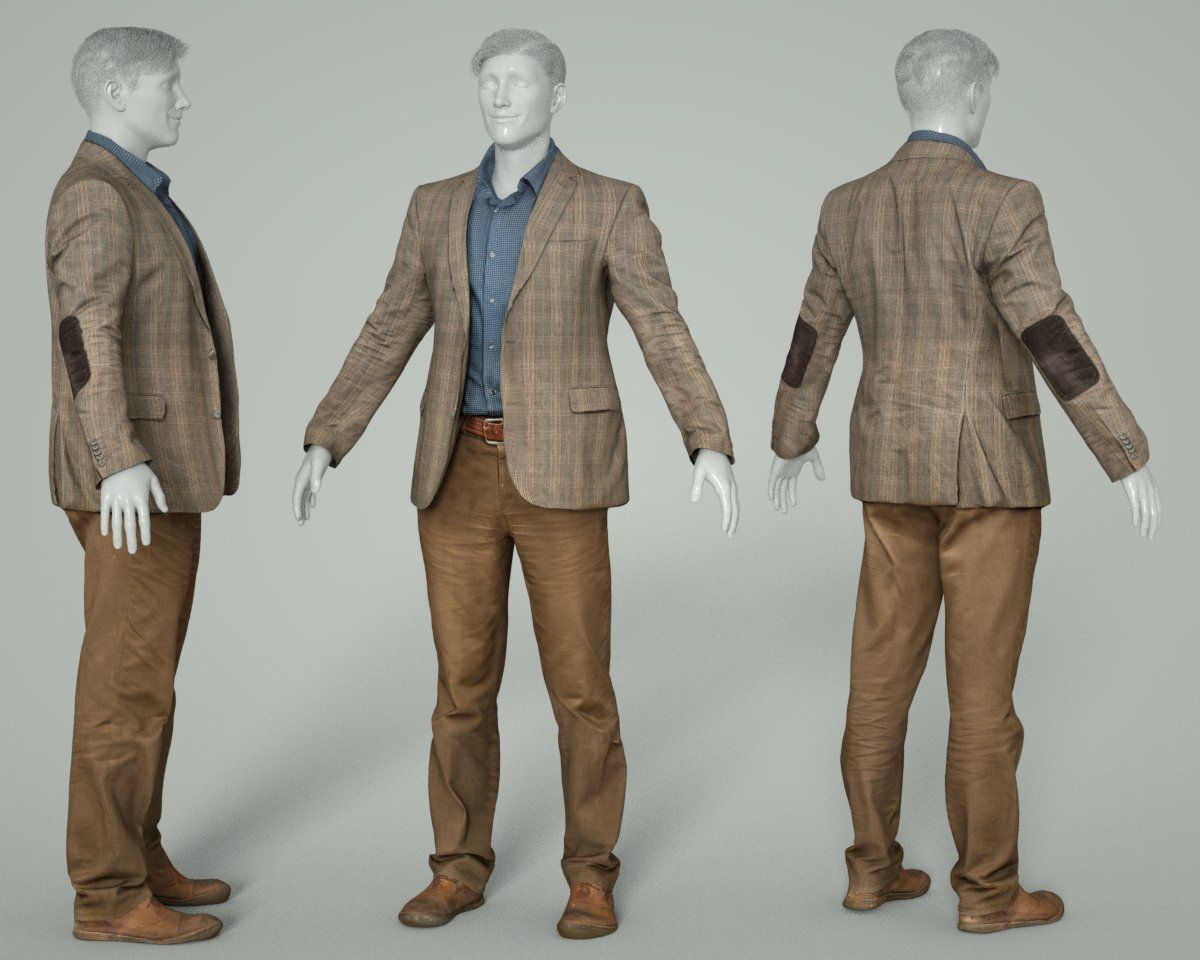 Male Costume Outfit 33 Jacket Shirt Pants Footwear 3D model_8