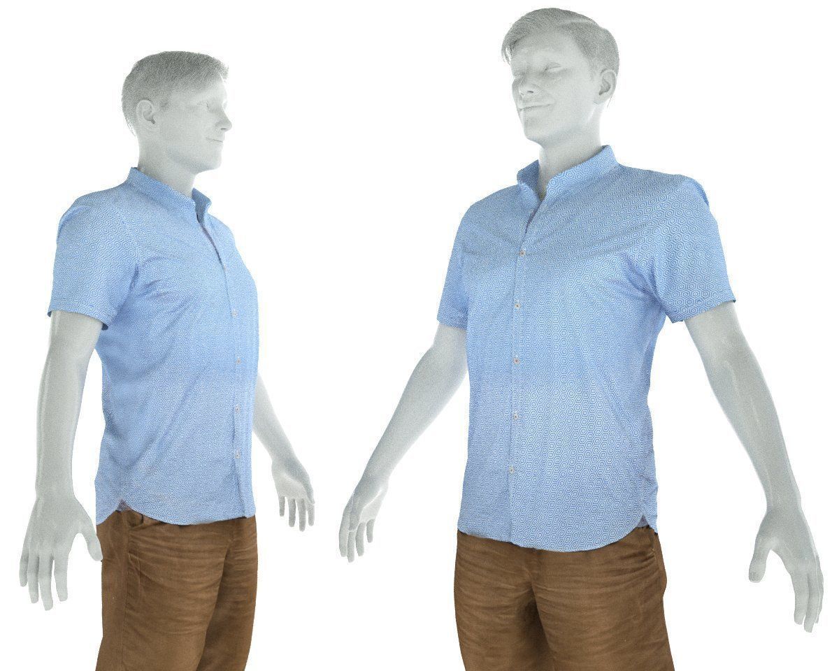 Male Casual Outfit 34 Shirt Pants Footwear Low-poly 3D model_2